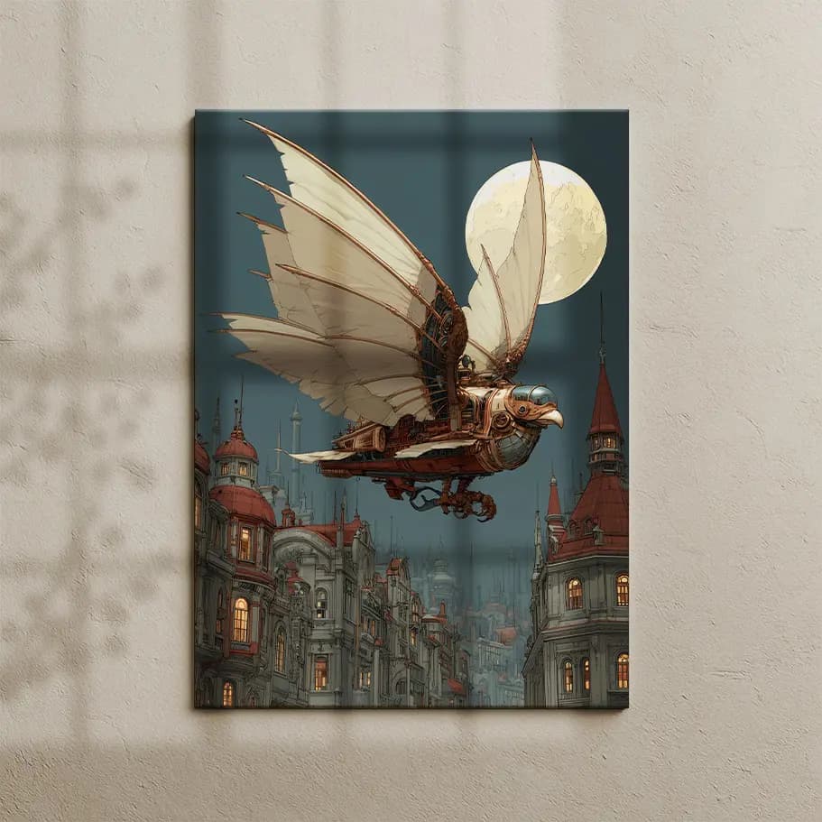Steampunk Uçan Makine İllüstrasyonu