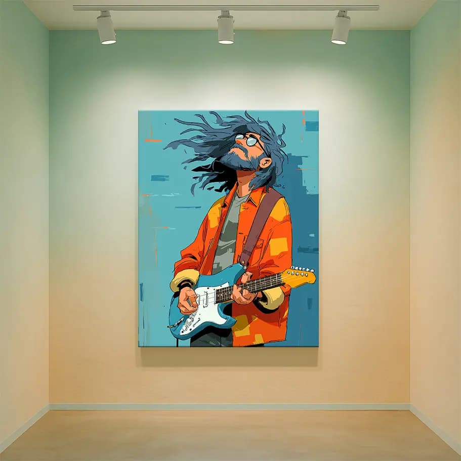 Gökyüzüne Solo – Modern Gitarist İllüstrasyon Poster