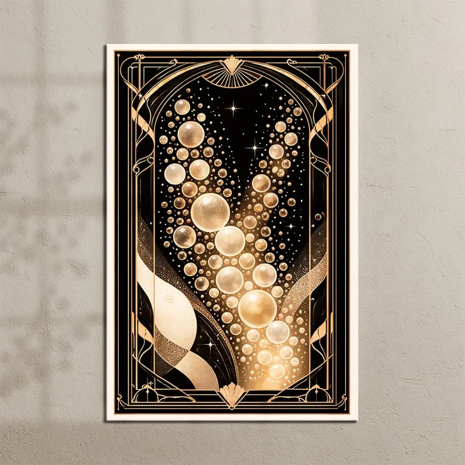 Altın Köpük Art Deco Poster | Lüks Siyah Altın Duvar Dekoru