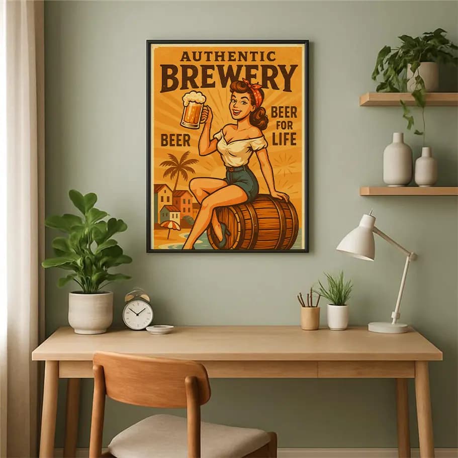 Retro Bira Fabrikası Posteri