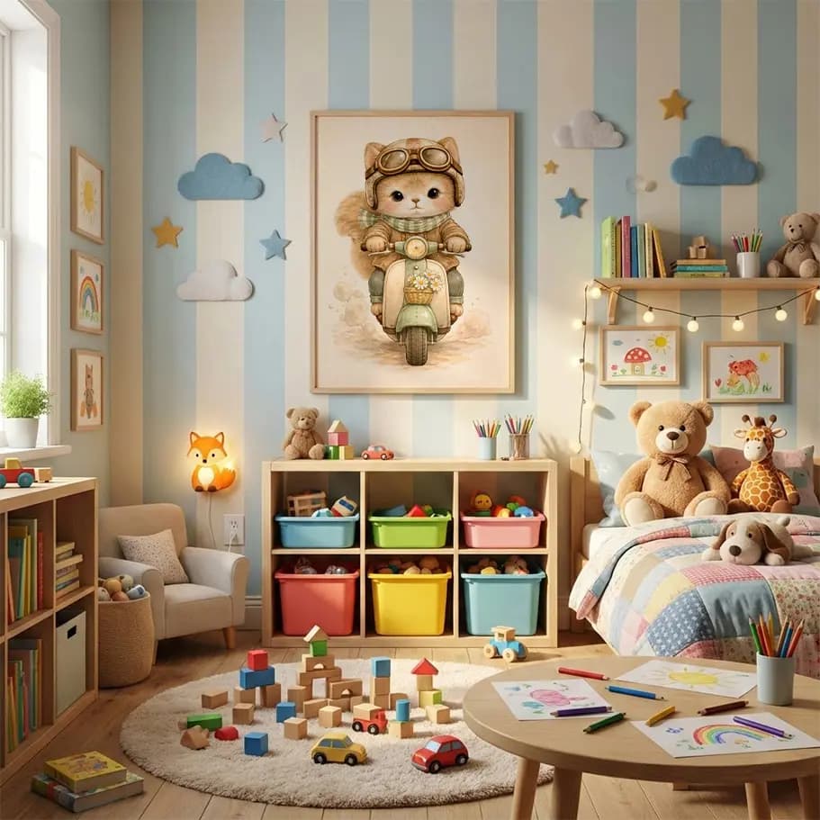 Sevimli Scooterlı Kedicik Poster 