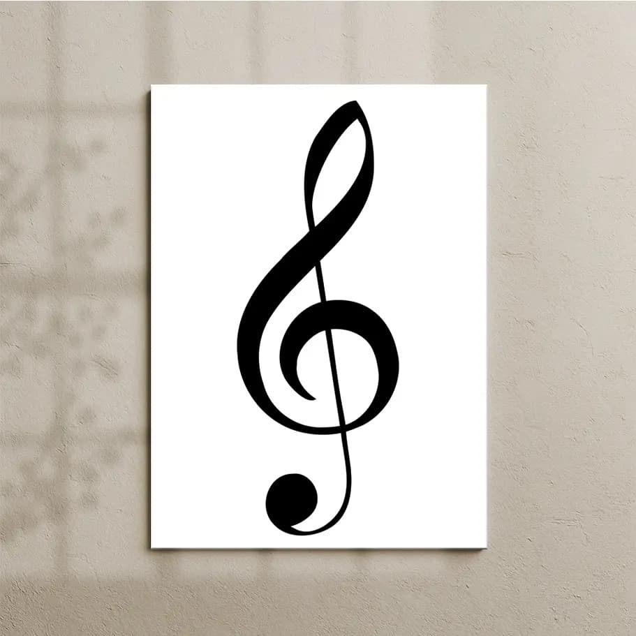 Sol Anahtarı (G-Clef) Poster – Siyah Beyaz Minimal Tasarım