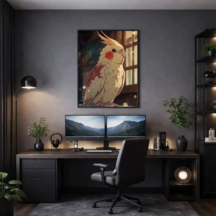 Sultan Papağanı Poster – Sıcak Gün Işığında Estetik İllüstrasyon