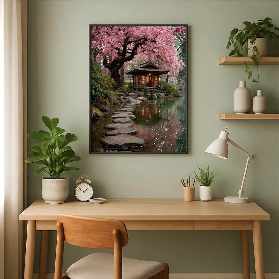 Japon Bahçesi Sakura Poster | Kiraz Çiçeği Manzarası