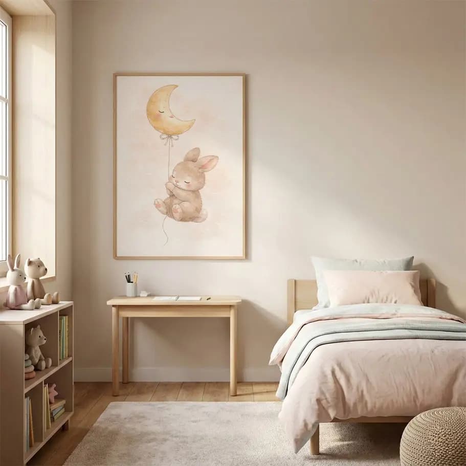 Ay Balonlu Sevimli Tavşan Posteri