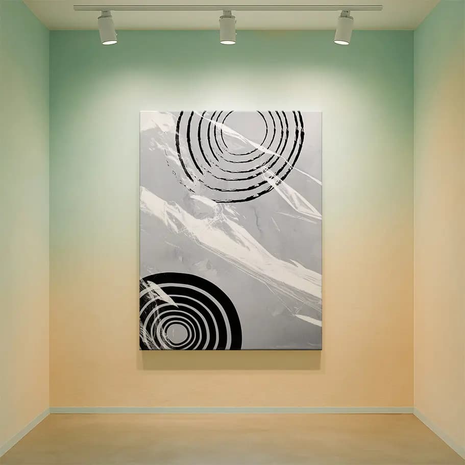 Siyah Beyaz Dairesel Soyut Modern Poster