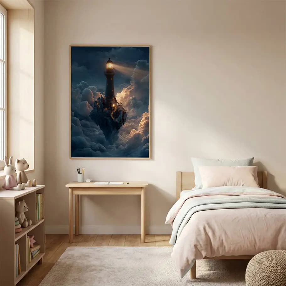 Bulutlar Arasında Deniz Feneri Poster