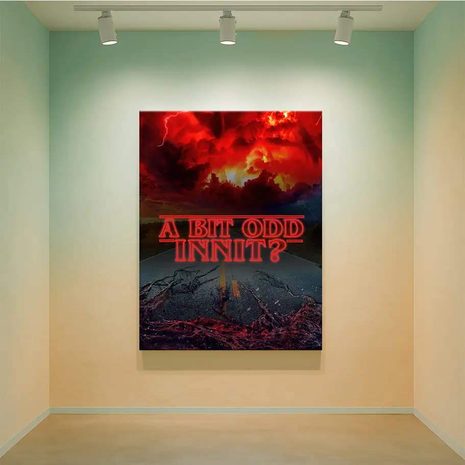 A Bit Odd Innit? Kırmızı Neon Poster | Karanlık Retro