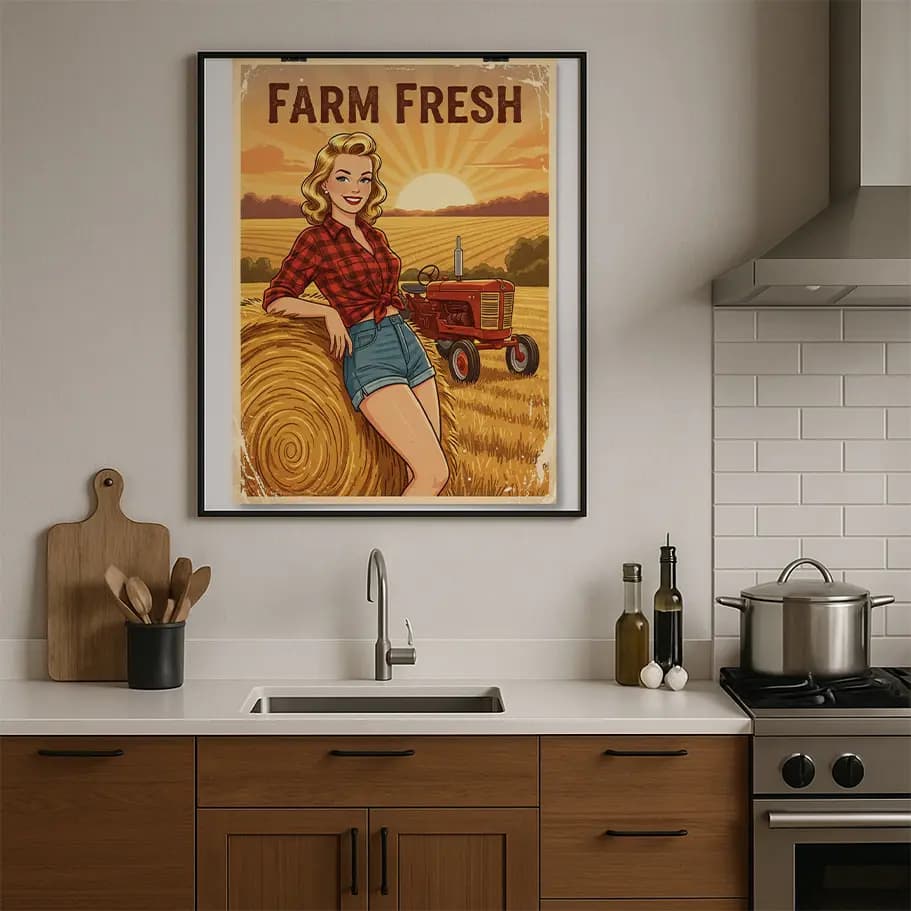 Farm Fresh Retro Çiftlik Posteri