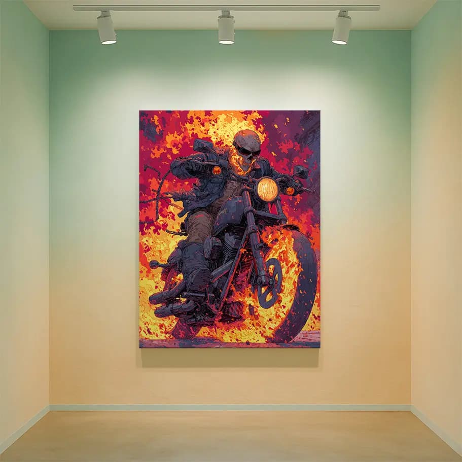 Alevli Kuru Kafa Motorcu Poster