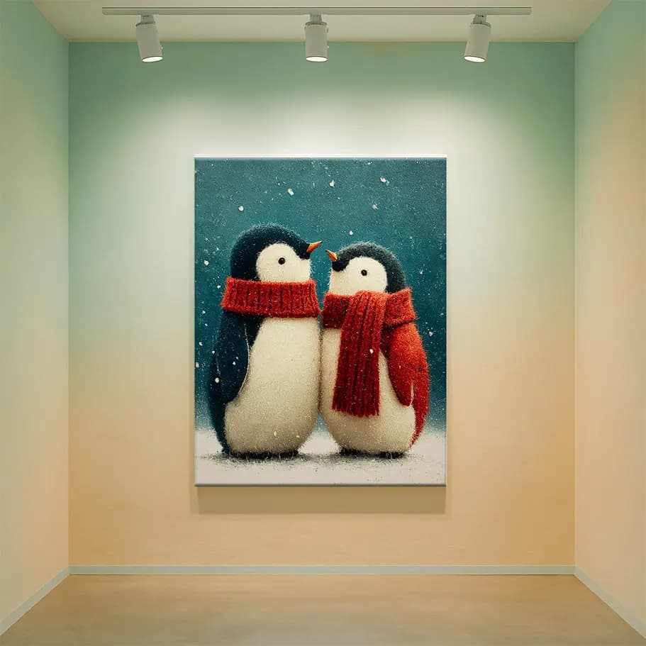 Sevimli Penguen Sevgililer Poster