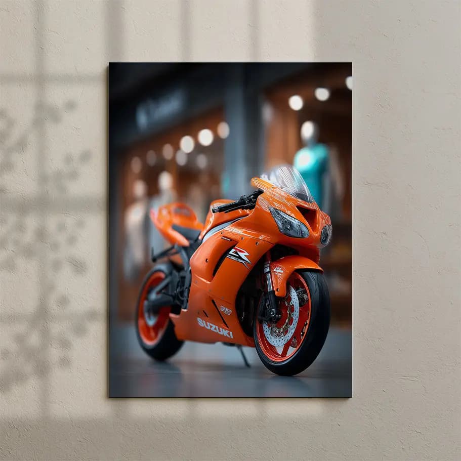 Turuncu Suzuki Spor Motosiklet Posteri