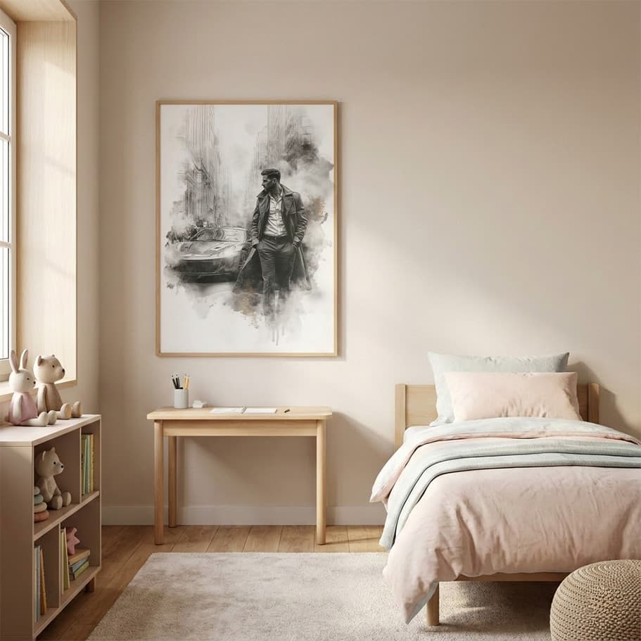 Siya Beyaz Trençkotlu Adam Poster