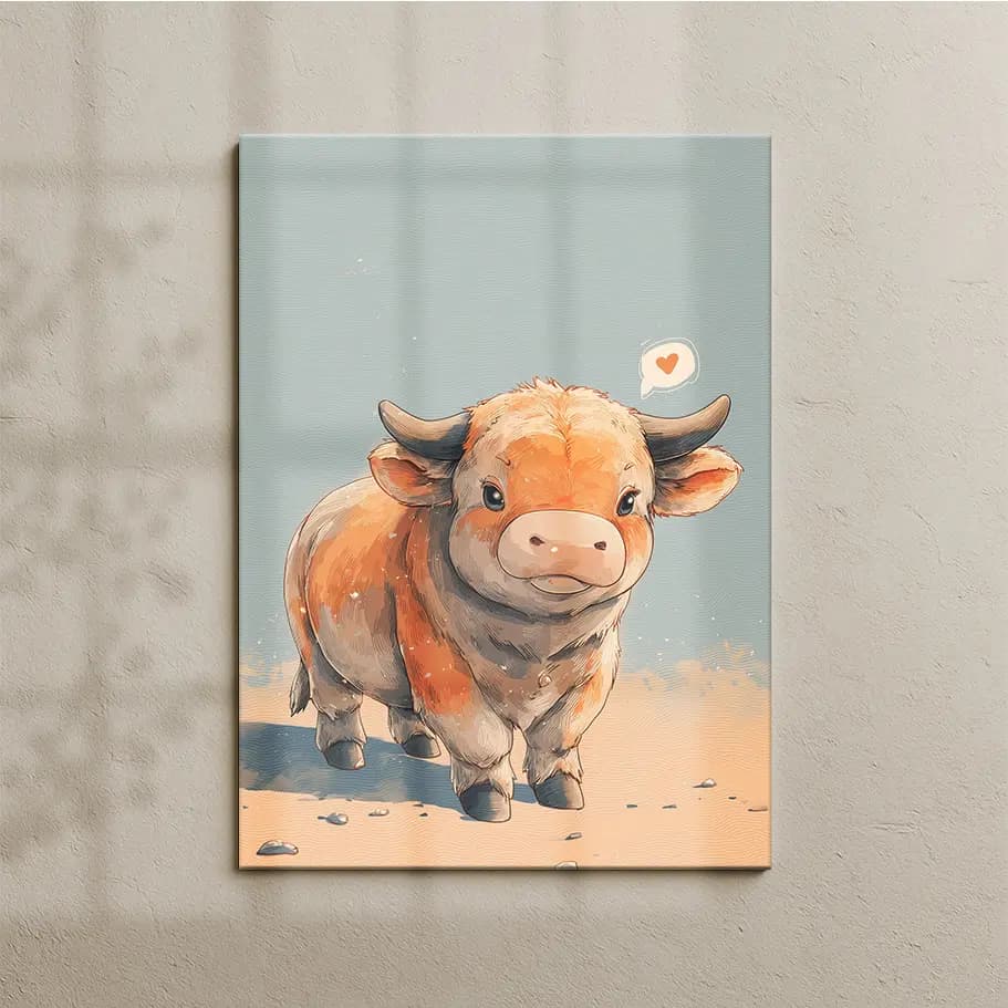 Boğa Burcu Poster – Sevimli Boğa İllüstrasyon | Astroloji Duvar Dekoru