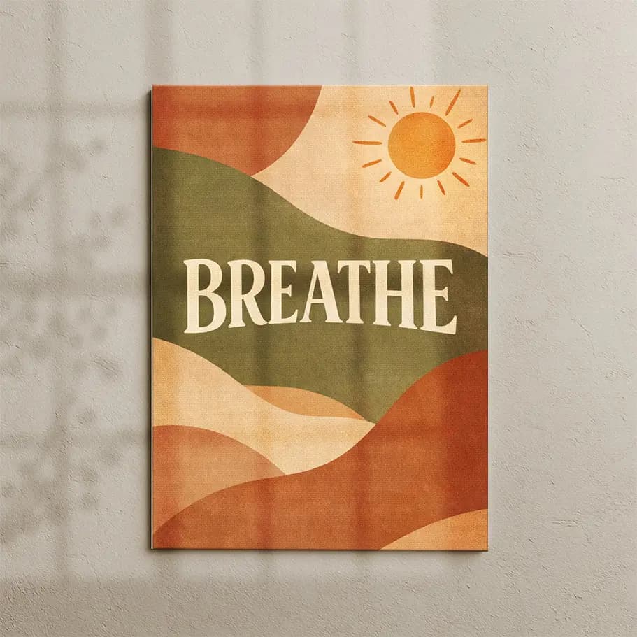 BREATHE Minimalist Boho Duvar Sanatı