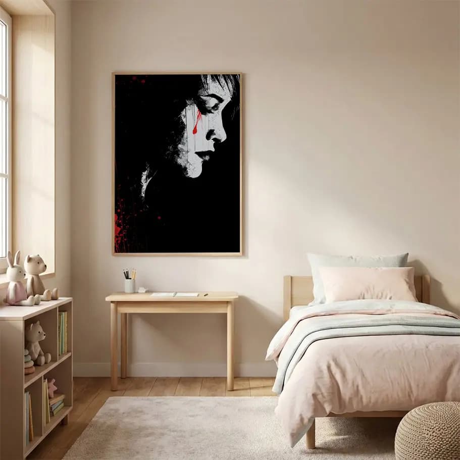 Kırmızı Gözyaşı Kadın Portresi