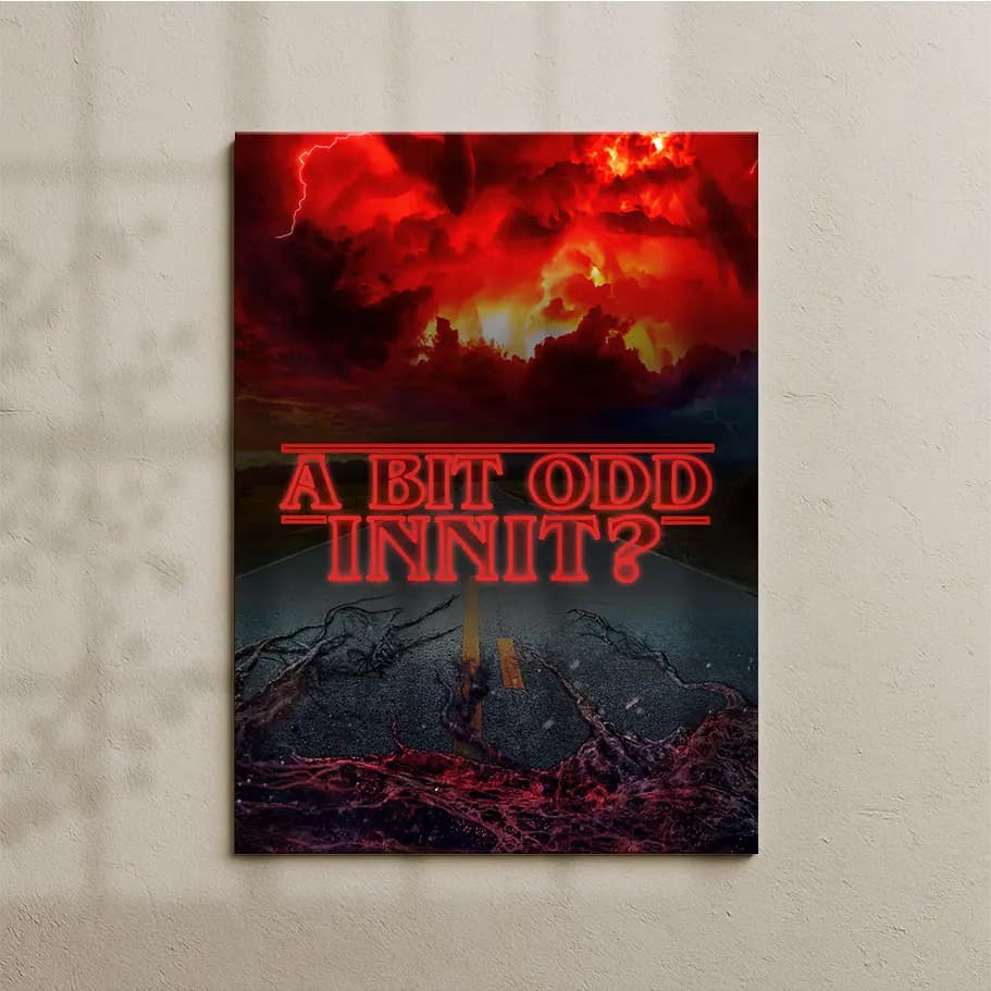 A Bit Odd Innit? Kırmızı Neon Poster | Karanlık Retro