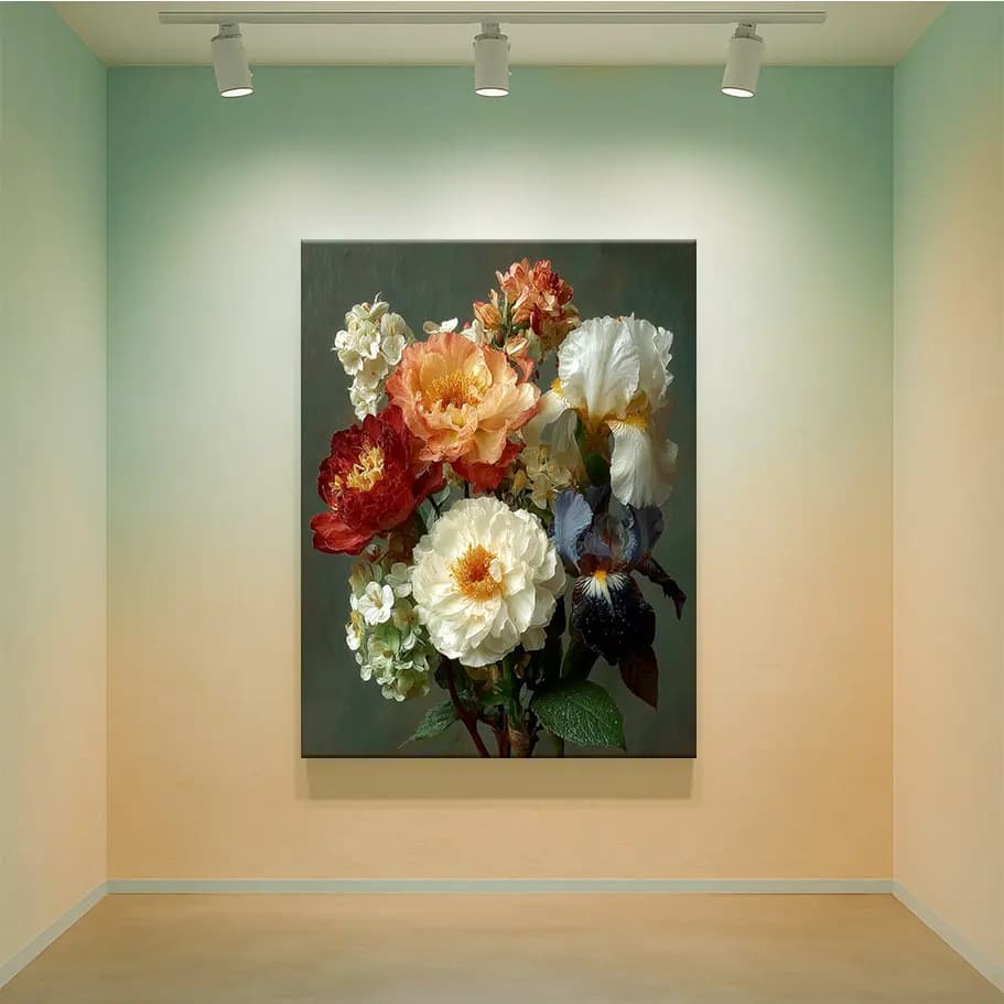 Şakayık & Süsen Çiçek Tablosu | Klasik Floral Poster
