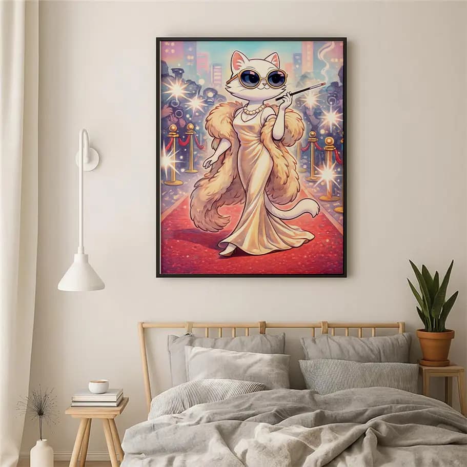 Ünlü kedi illüstrasyon posteri