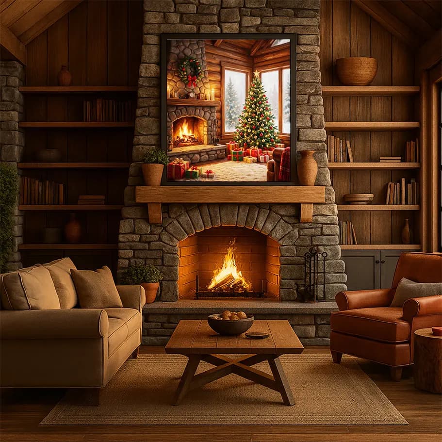 Sıcacık Şömineli Yılbaşı Evi – Noel Ağacı