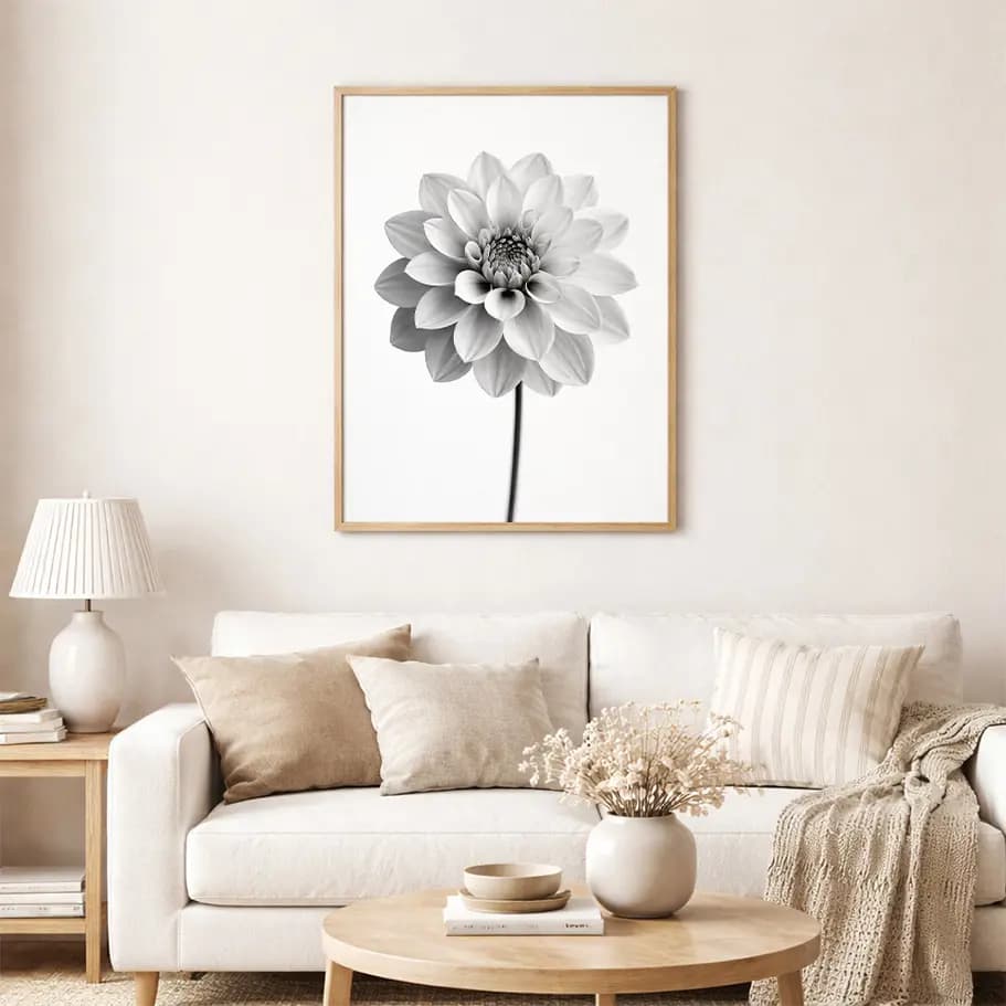 Siyah Beyaz Çiçek Tablo Posteri