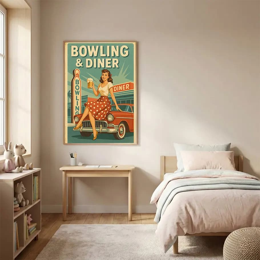 Retro Bowling & Diner Posteri