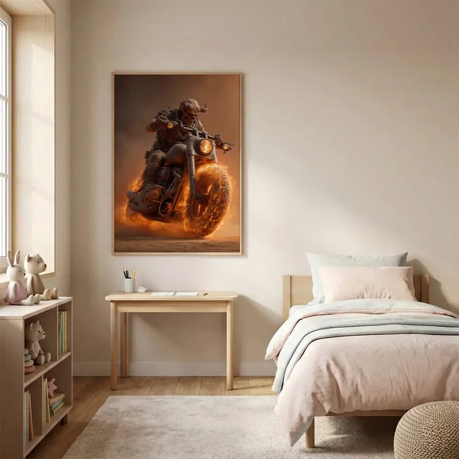 Ateşli Motosiklet ve İblis Biker Posteri