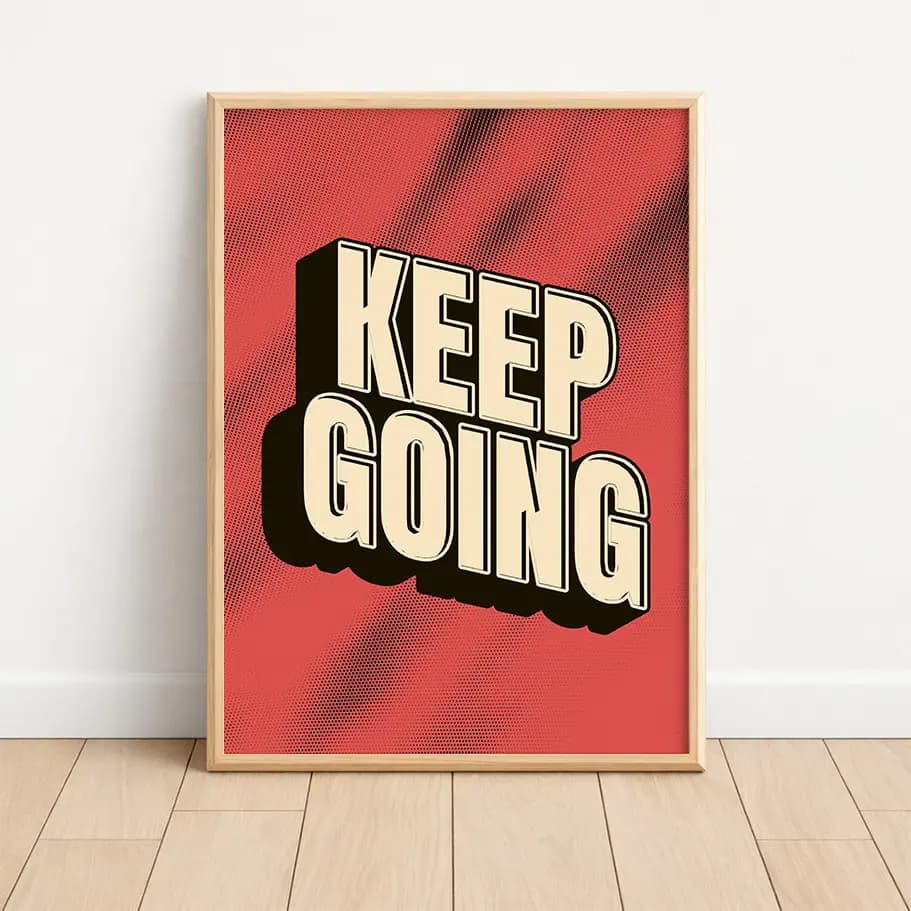 Keep Going Retro Motivasyon Tipografi Poster