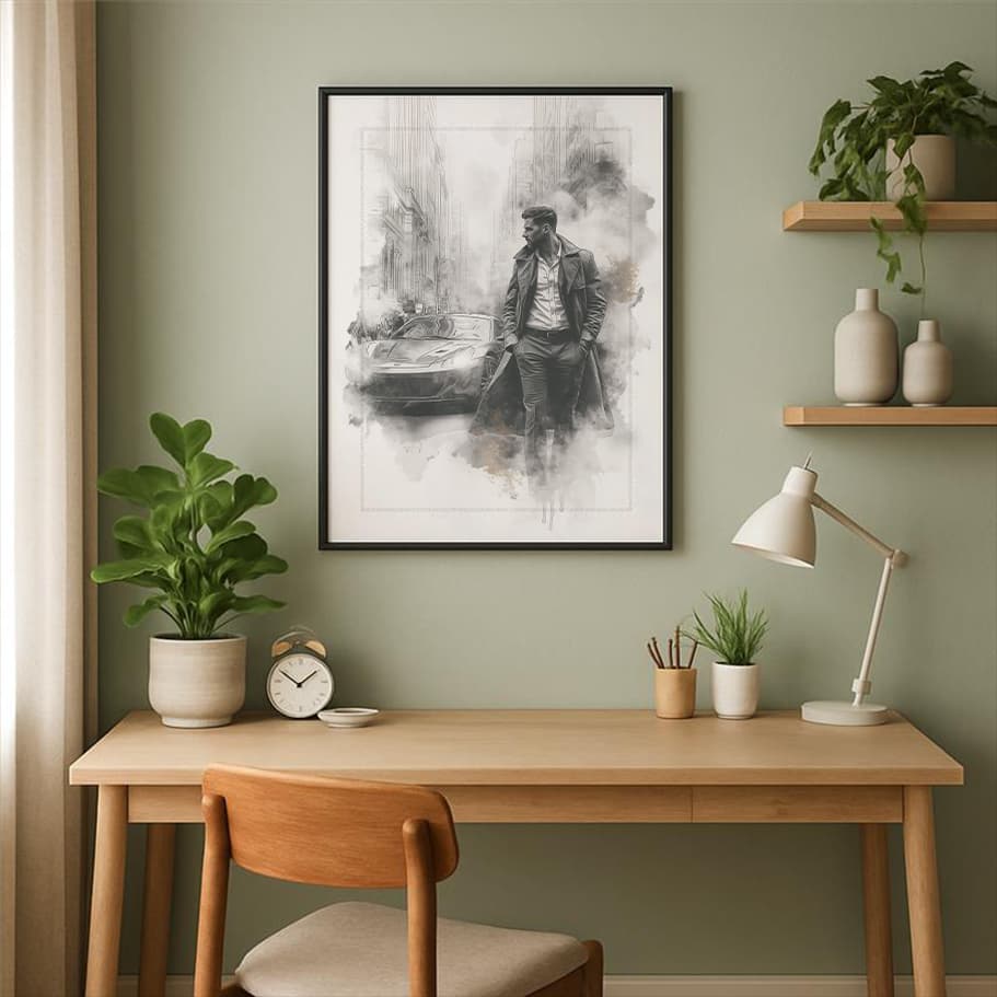 Siya Beyaz Trençkotlu Adam Poster