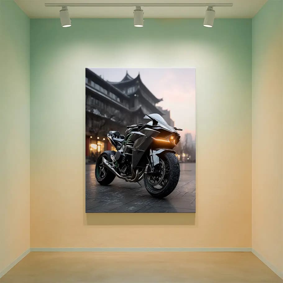 Siyah Spor Motosiklet Posteri 