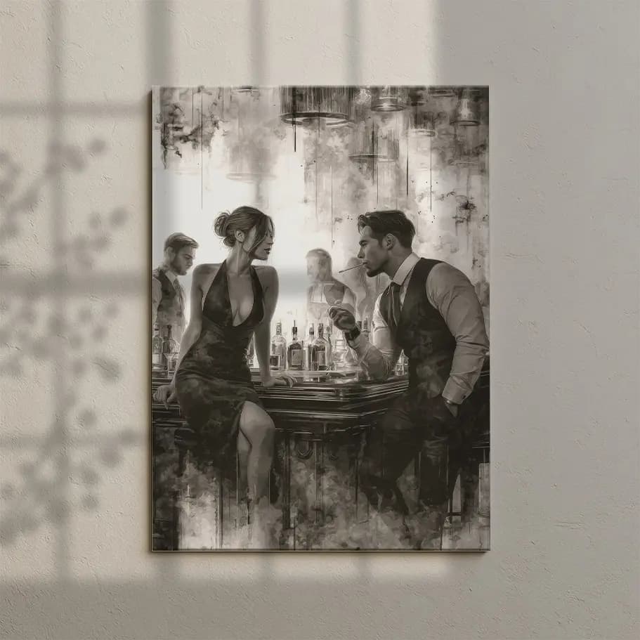 ık Kadın ve Erkek Temalı Siyah Beyaz Duvar Posteri