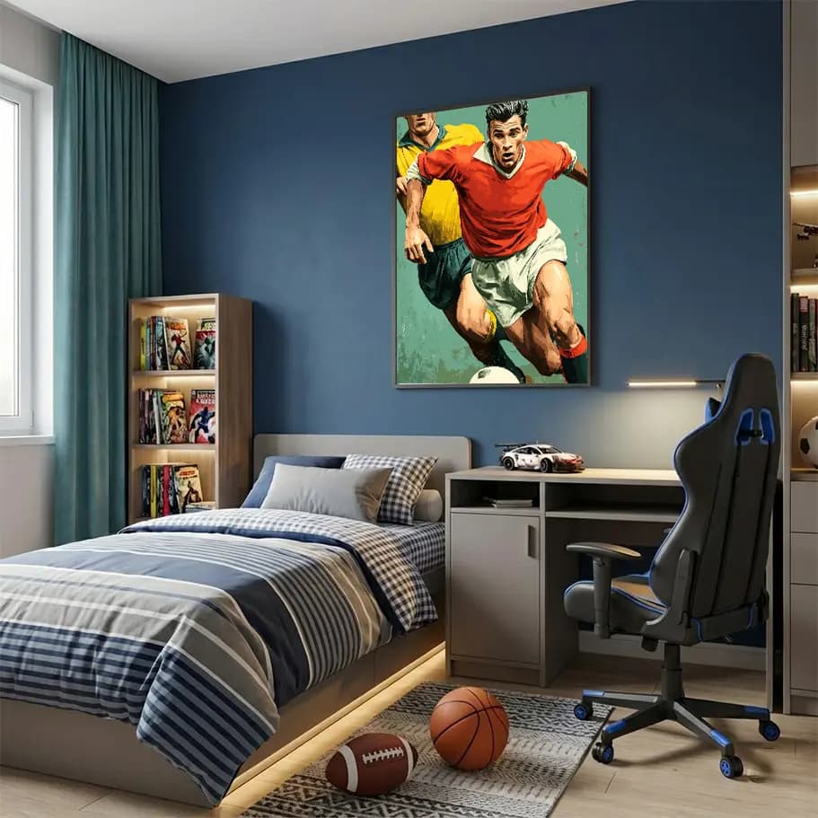 Vintage Futbolcu Posteri 