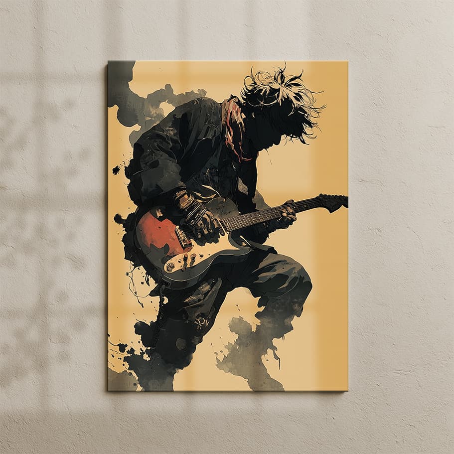Rock Gitarist Silüeti Poster | Grunge Müzik Duvar Dekoru