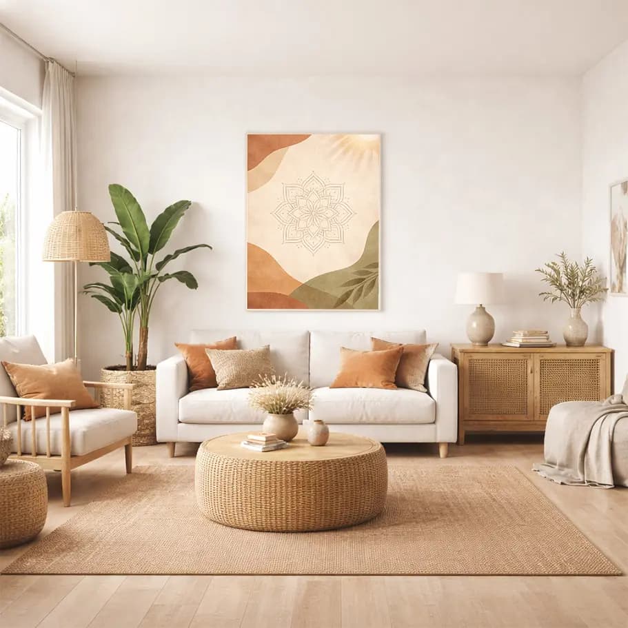 Modern Toprak Tonları Mandala Tablo Tasarımı