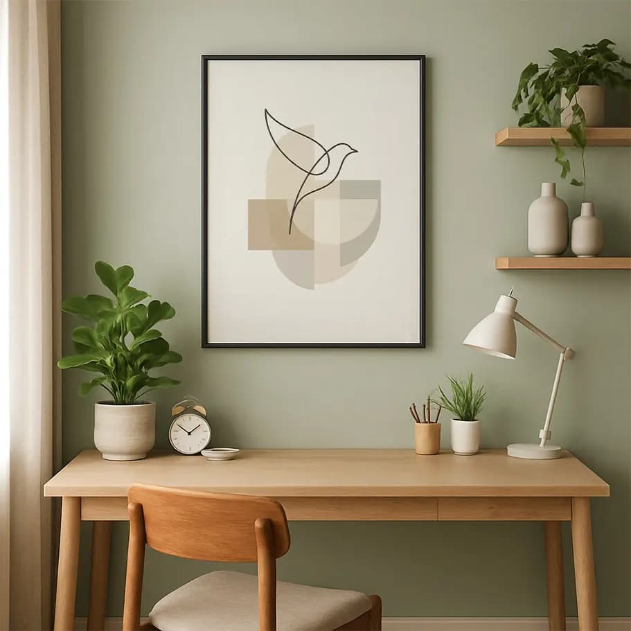 Minimal Kuş Çizimi Poster