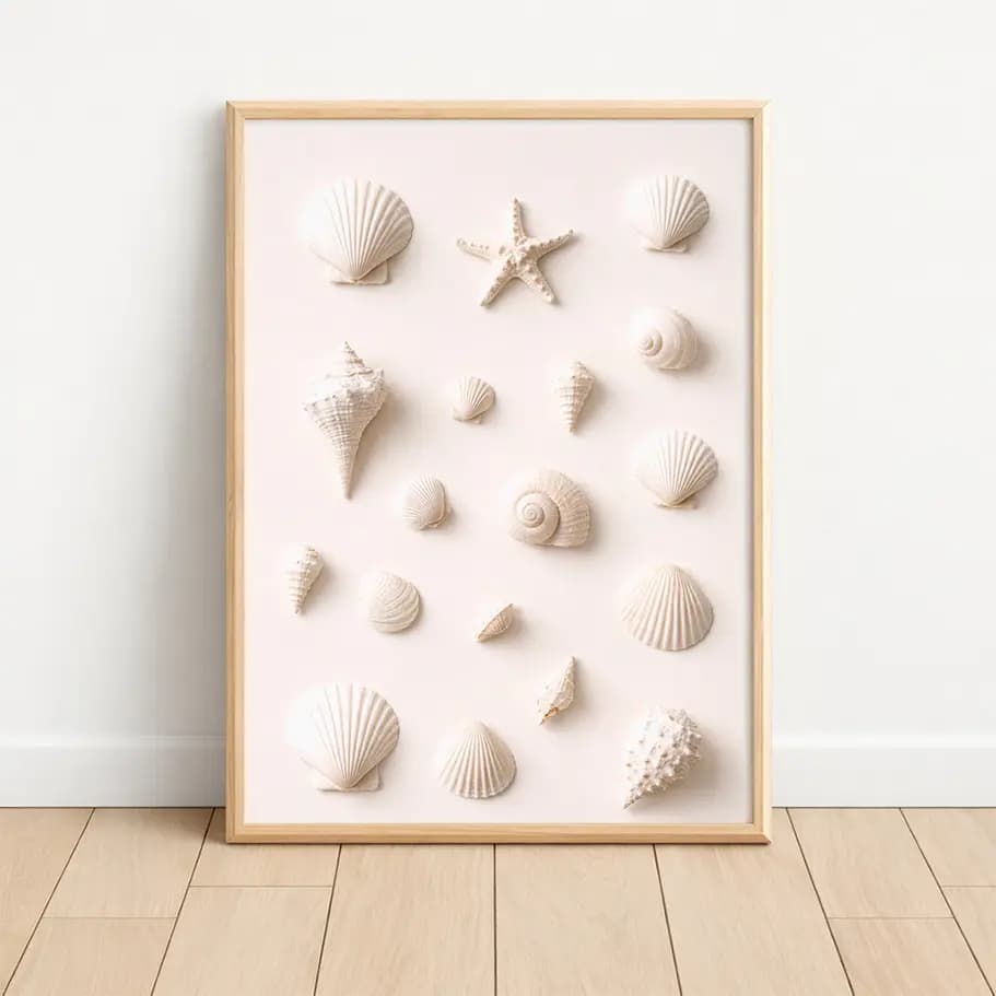 Minimal Deniz Kabukları Posteri