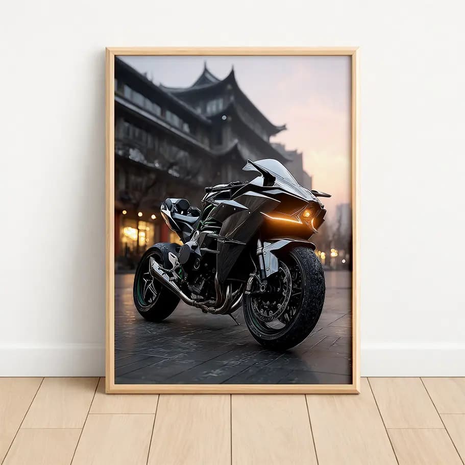 Siyah Spor Motosiklet Posteri 