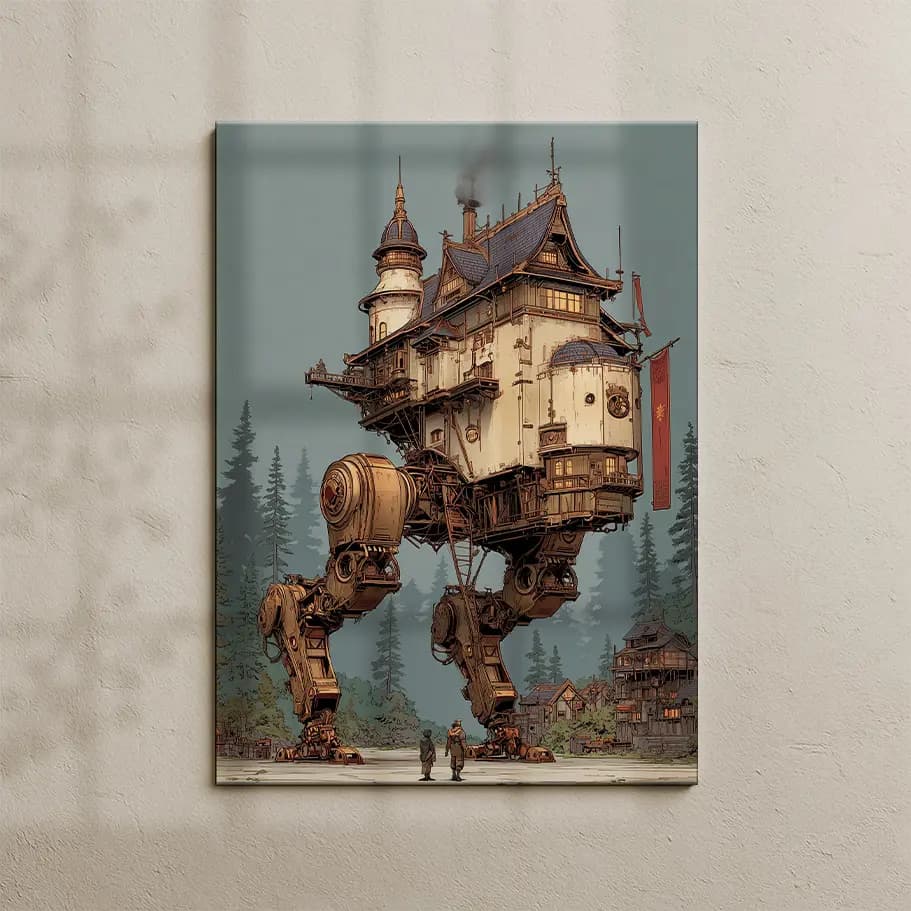 Steampunk Yürüyen Ev İllüstrasyonu