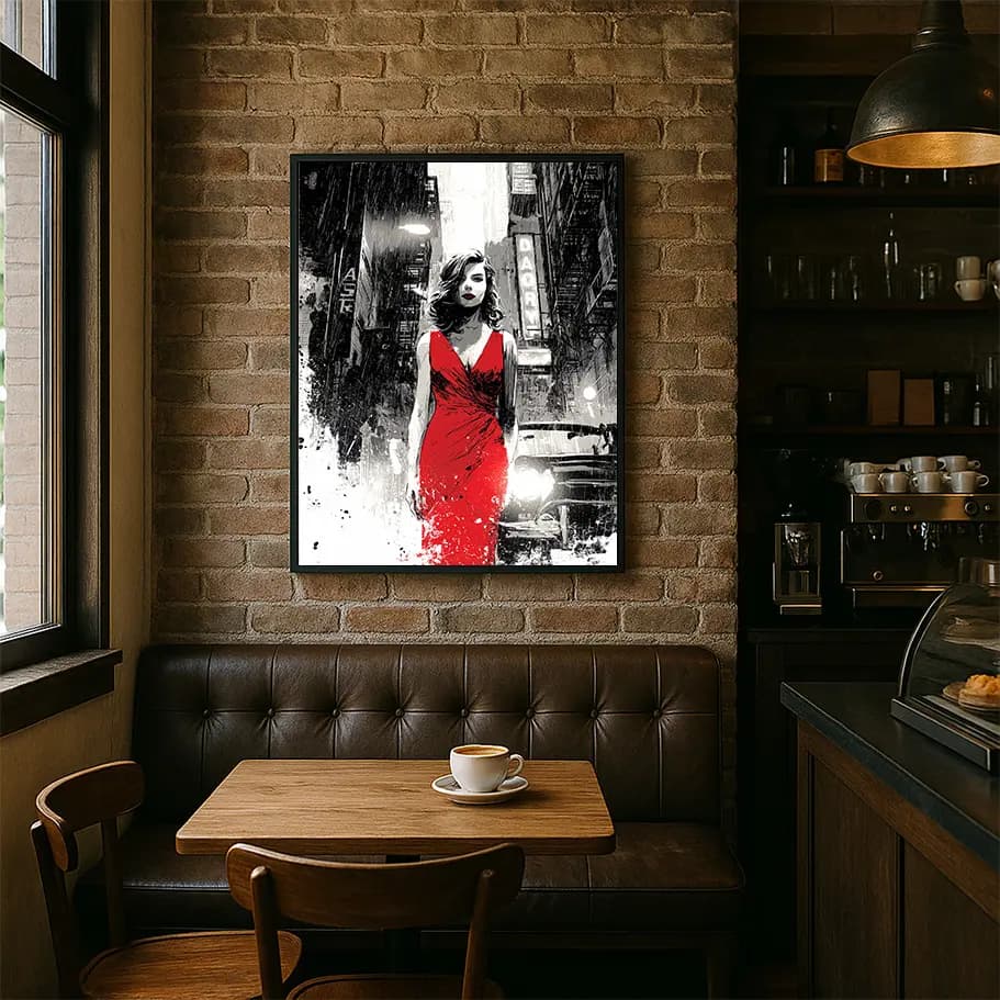 Kırmızı Elbiseli Kadın Noir Posteri