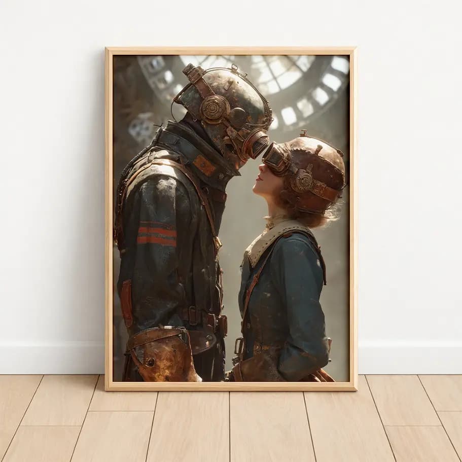 Steampunk Sevgili İllüstrasyon Poster