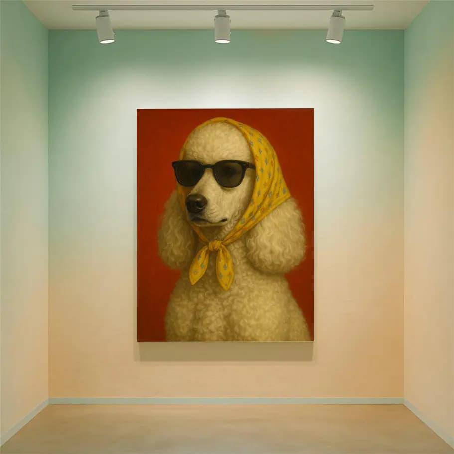 Şal ve Güneş Gözlüklü Poodle Poster