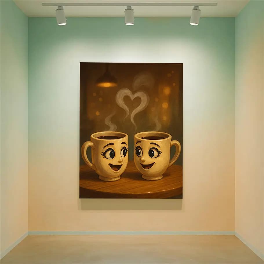 Kalp Buharlı Sevimli Fincan Çifti