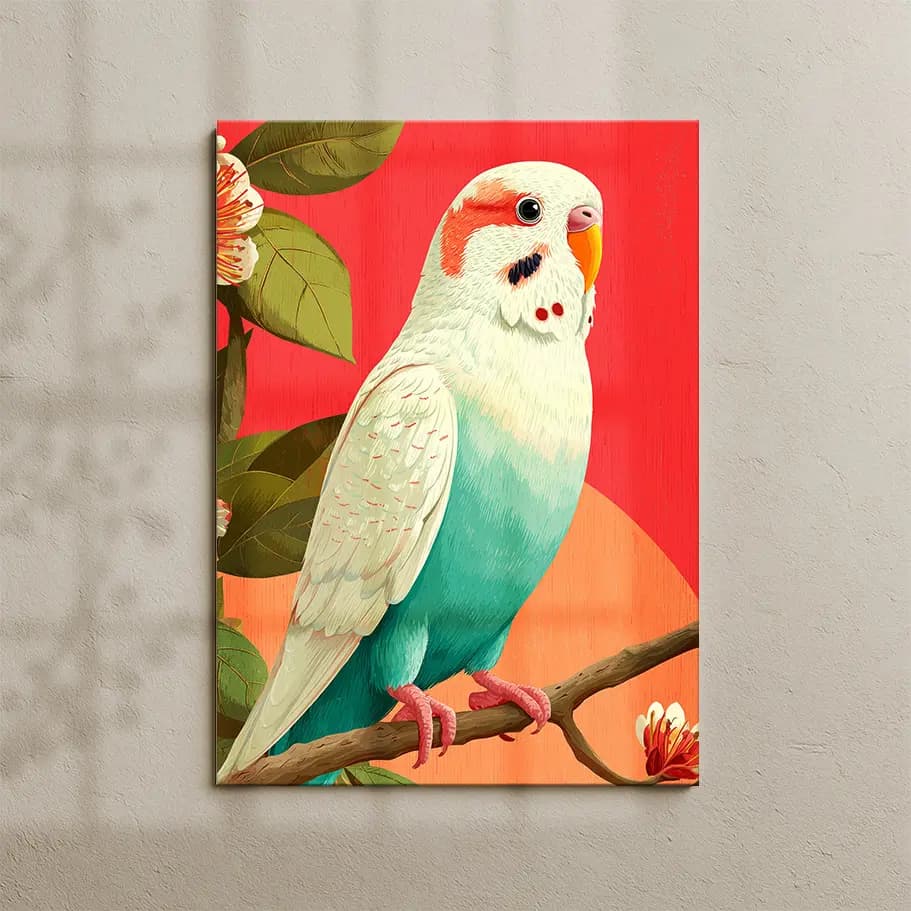 Muhabbet Kuşu Posteri | Tropikal İllüstrasyon Duvar Dekoru