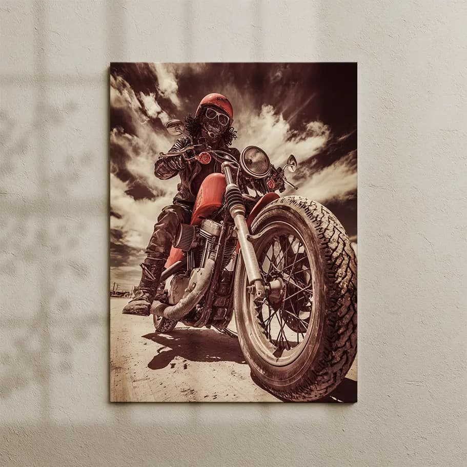 Maskeli Biker ve Custom Motosiklet Posteri
