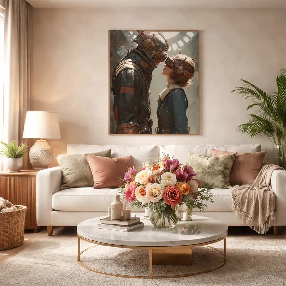 Steampunk Sevgili İllüstrasyon Poster