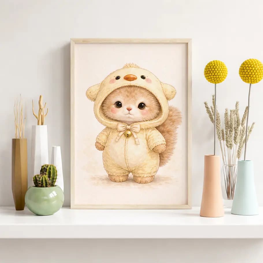 Civciv Kostümlü Sevimli Kedi Posteri