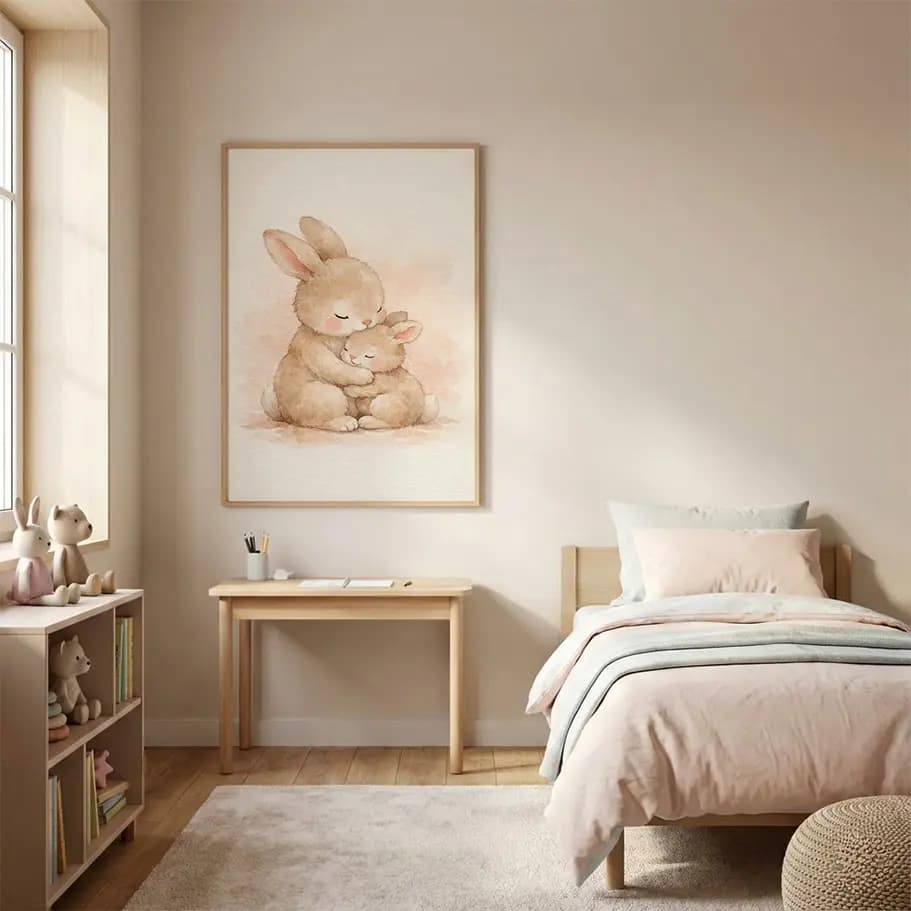 Anne ve Yavru Tavşan Sarılması Posteri