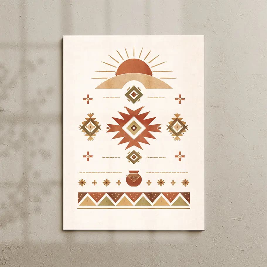 Boho Kilim Motifli Güneş Poster