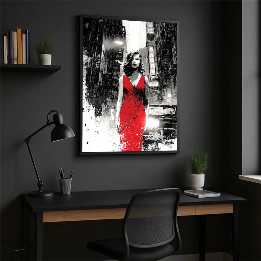 Kırmızı Elbiseli Kadın Noir Posteri