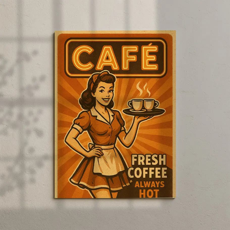 Retro Kafe ve Kahve Posteri